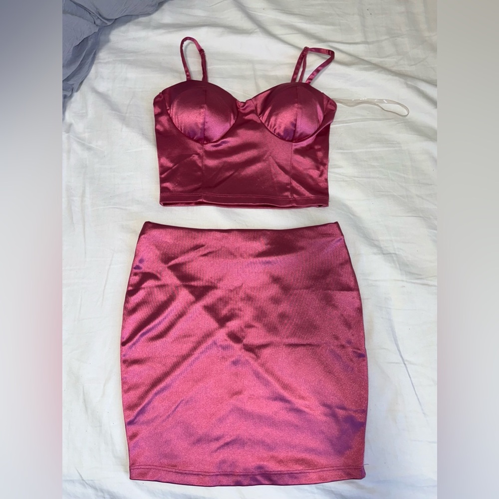 Pink Mini Pencil Skirt Set for Cocktail Events